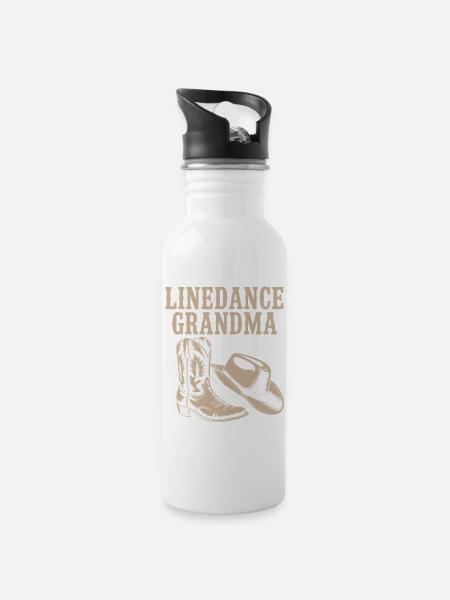 Linedance Oma Boots Hut - Trinkflasche mit integriertem Trinkhalm - Weiß