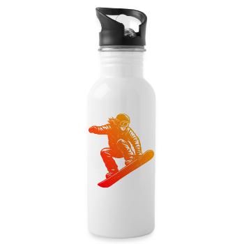 Einfach Snowboard zeitloses Design - Trinkflasche mit integriertem Trinkhalm - Weiß - Rechts
