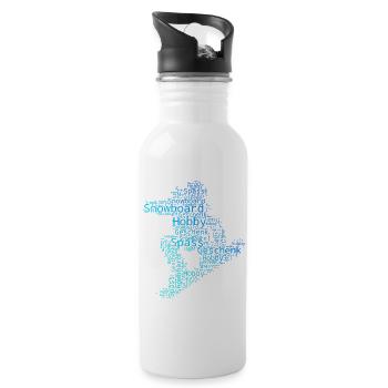 Funny snowboard motif - Water bottle with straw - white - Right
