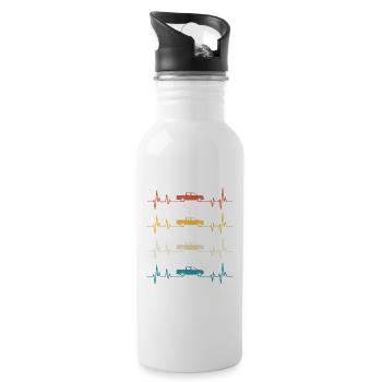 Pick-up Retro-Heartbeat-Geländewagen - Trinkflasche mit integriertem Trinkhalm - Weiß - Rechts