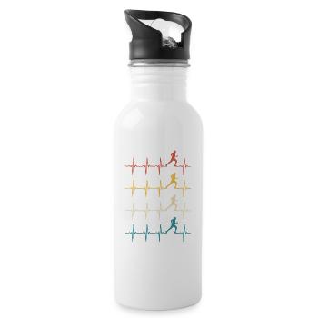 Cadeau rétro de Running Heartbeat pour les amateurs de course - Gourde avec paille intégrée - blanc - Droite