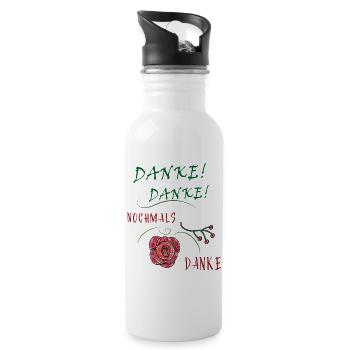 Thank You Thank You Roses Embroidery - Water bottle with straw - white - Right
