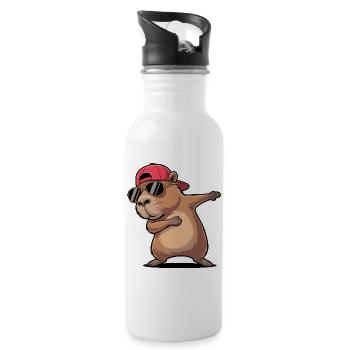 Cool Capybara Dabbing - Water bottle with straw - white - Right