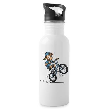 Kaum Radlos Fahrrad Wortspiel Biker - Trinkflasche mit integriertem Trinkhalm - Weiß - Rechts