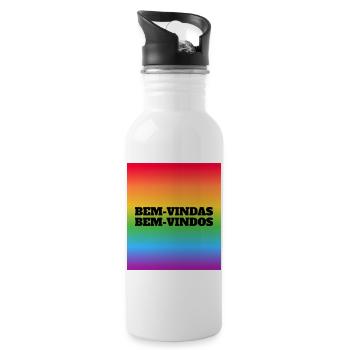 LGBT welcome -  Bem-vindas Bem-vindos - Portuguese - Water bottle with straw - white - Right