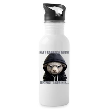 Nett kann ich auch – Bring nix - Trinkflasche mit integriertem Trinkhalm - Weiß - Rechts
