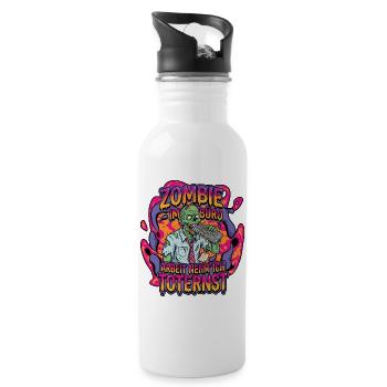 Zombie in the office: Deadly serious work - Water bottle with straw - white - Right
