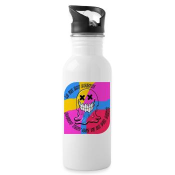 Das Leben ist kurz. POP - Trinkflasche mit integriertem Trinkhalm - Weiß - Rechts