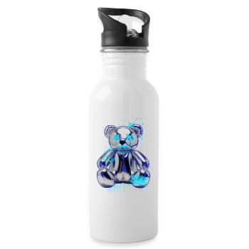 Graffiti Bear Neon Drop Teddy Bear - Water bottle with straw - white - Right
