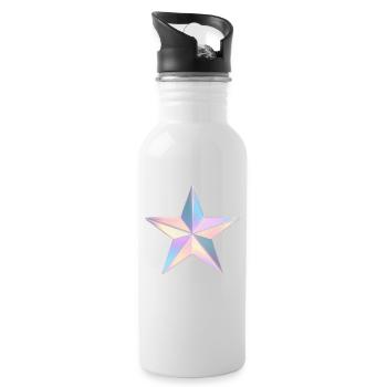 Pastel Iridezed Star - Water bottle with straw - white - Right