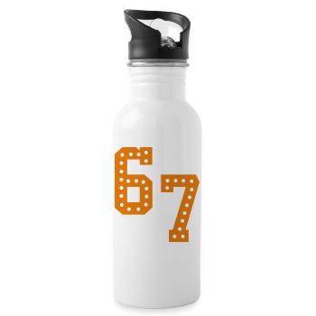 6 7 – Trendy minimalist text design, - Water bottle with straw - white - Right