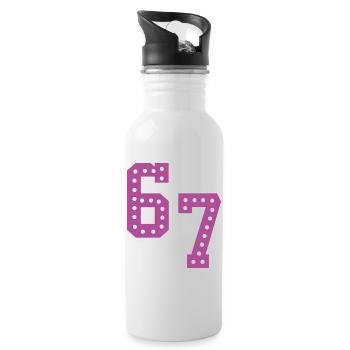 6 7 – Trendiges, minimalistisches Textdesign, - Trinkflasche mit integriertem Trinkhalm - Weiß - Rechts