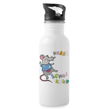 Hooray Schoolchild Mouse - Water bottle with straw - white - Right