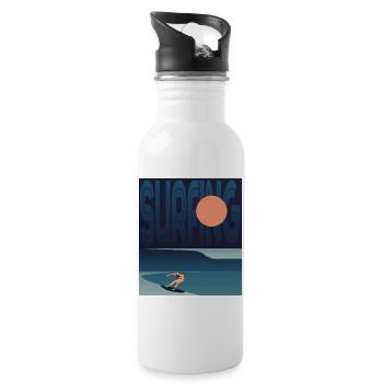 SURFER WELLE - Trinkflasche mit integriertem Trinkhalm - Weiß - Rechts