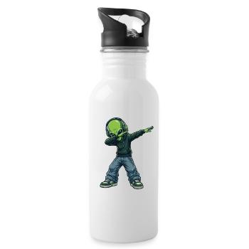 Extraterrestre en dab – Motif de dessin animé de science-fiction drôle - Gourde avec paille intégrée - blanc - Droite