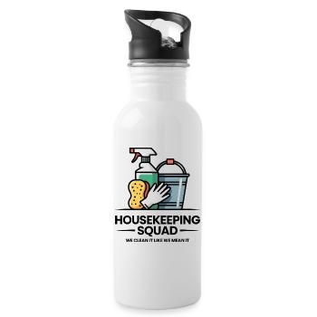 Funny Cleaning Design - Water bottle with straw - white - Right