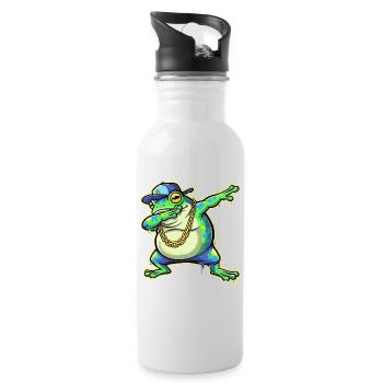 Green Street Frog with Gold Chain Dabbing - Water bottle with straw - white - Right