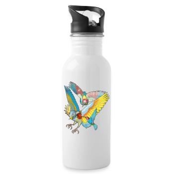 Colorful birds - Water bottle with straw - white - Right