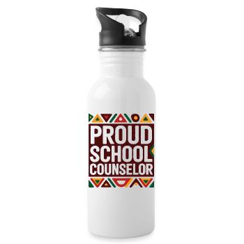 Stolzer Schulberater | Geometrisches Muster - Trinkflasche mit integriertem Trinkhalm - Weiß - Rechts