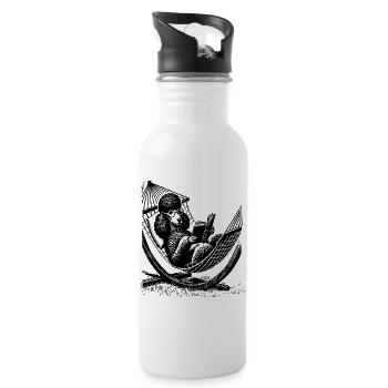 T-shirt with a poodle reading a book - Water bottle with straw - white - Right