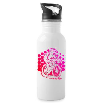 Motif minimaliste du vélo de route - Gourde avec paille intégrée - blanc - Droite