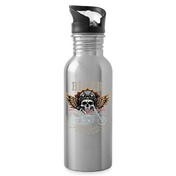 Biker Rules - Since 1958 - Live to Ride - Water bottle with straw - silver - Right