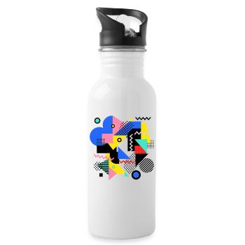 Pop Art de l’explosion géométrique des couleurs - Gourde avec paille intégrée - blanc - Droite