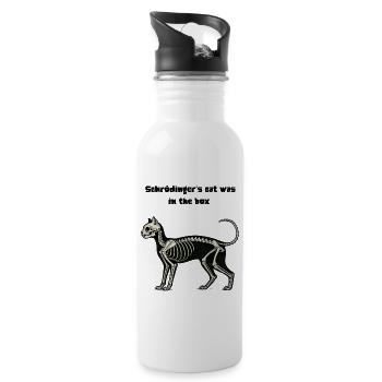 Katzen Tasse, Schrödingers Katze, Katzenskelett, - Trinkflasche mit integriertem Trinkhalm - Weiß - Rechts
