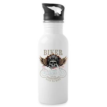 Biker Rules - Since 1970 - Live to Ride - Trinkflasche mit integriertem Trinkhalm - Weiß - Rechts