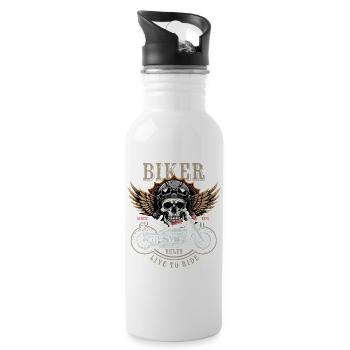 Biker Rules - Since 1971 - Live to Ride - Trinkflasche mit integriertem Trinkhalm - Weiß - Rechts