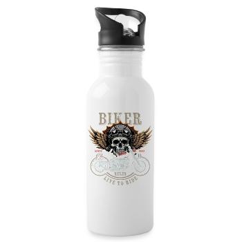 Biker Rules - Since 1983 - Live to Ride - Trinkflasche mit integriertem Trinkhalm - Weiß - Rechts