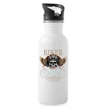 Biker Rules - Since 1994 - Live to Ride - Trinkflasche mit integriertem Trinkhalm - Weiß - Rechts