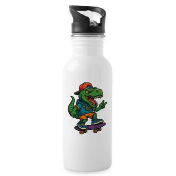 Patineur de rue T-Rex - Gourde avec paille intégrée - blanc - Droite