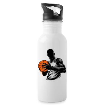 Basketball player with ball - Water bottle with straw - white - Right