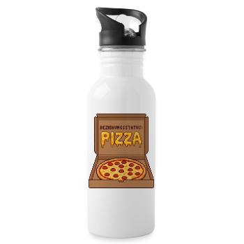 Statut relationnel Pizza célibataire Saint-Valentin - Gourde avec paille intégrée - blanc - Droite