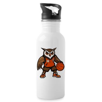 Basket-ball hibou - Gourde avec paille intégrée - blanc - Droite