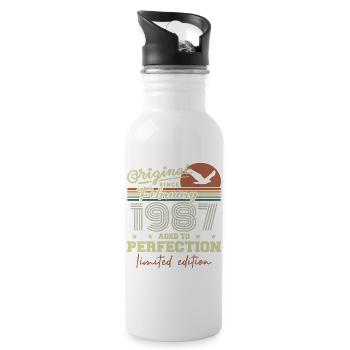 Birthday February 1987 - Water bottle with straw - white - Right
