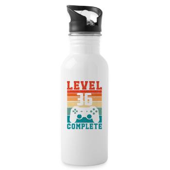 36th Birthday Level 36 Complete 36 Years Gamer - Water bottle with straw - white - Right