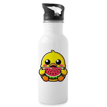 Été du canard doux Chibi Kawaii Melon - Gourde avec paille intégrée - blanc - Droite