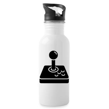 Retro Joystick Arcade Icon - Trinkflasche mit integriertem Trinkhalm - Weiß - Rechts