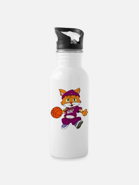 Cats Basketball / Hip Hop Kitten - Water bottle with straw - white