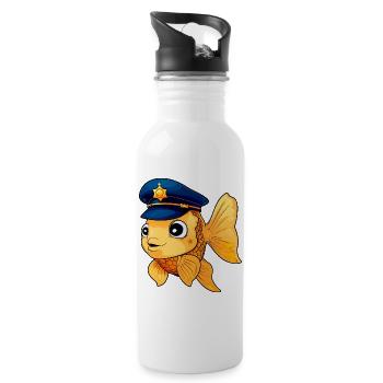 Policier poisson rouge - Gourde avec paille intégrée - blanc - Droite