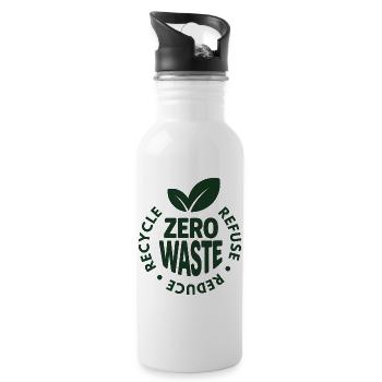 Zero Waste umweltfreundliches Abzeichendesign - Trinkflasche mit integriertem Trinkhalm - Weiß - Rechts