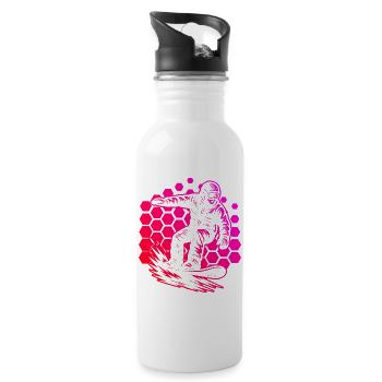 Vintage Snowboard Design für Snowboard - Trinkflasche mit integriertem Trinkhalm - Weiß - Rechts