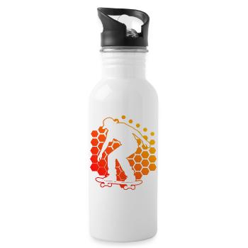 Funny skater motif - Water bottle with straw - white - Right