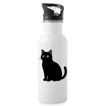 black cat cat black - Water bottle with straw - white - Right