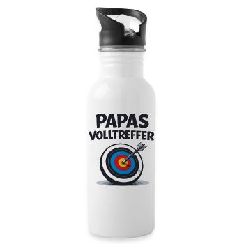 Papas Volltreffer Baby Dart Geschenk - Trinkflasche mit integriertem Trinkhalm - Weiß - Rechts