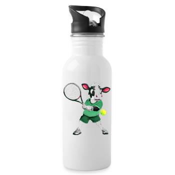 Tennis Kuh - Trinkflasche mit integriertem Trinkhalm - Weiß - Rechts