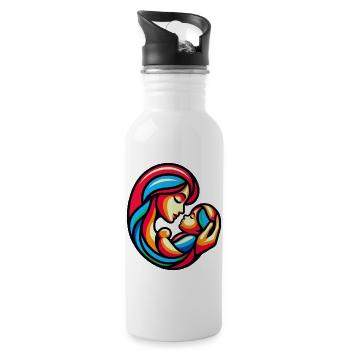 Colorful Mother-Child Harmony - Water bottle with straw - white - Right