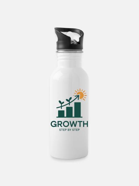 Growth Step by Step – Success & Growth - Water bottle with straw - white